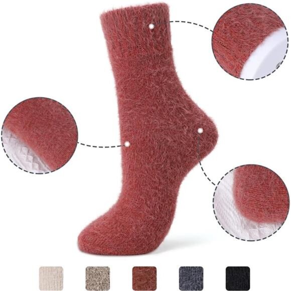New 5 Pairs Fuzzy Soft Cozy Comfortable Socks for Women, Casual Sleep Comfy Sock - Picture 3 of 6